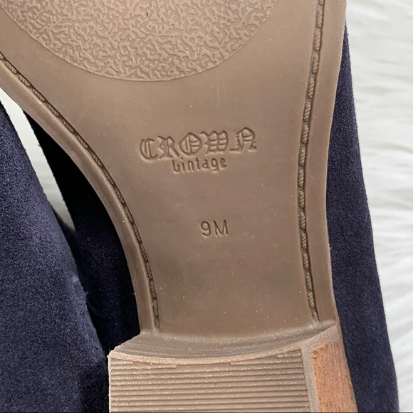 SOLD-Crown Vintage Suede Navy Blue Ankle Boots - Picture 7 of 10